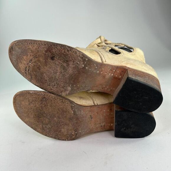 Freebird by Steven Surge Beige Distressed Cutout US 10 western Ankle Boots - Picture 7 of 10